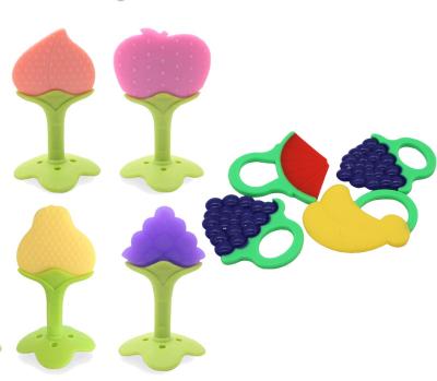 China Safe Teething Toys Infants Chewing Toys New Food Grade Baby Teether Fruit Shape Soft Silicone Pacifier for sale