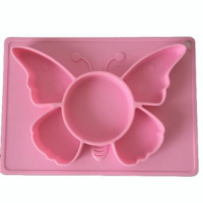 China Modern Silicone Dish Baby Suction Feeding Place Mat, Baby Food Feeding Dish With Cover For Kids for sale