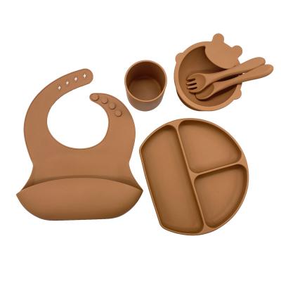 China Eco-friendly Non-Toxic Strong Suction Bowl Baby Silicone Bib Antibacterial for sale