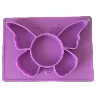 China Wholesale Modern BPA Free Suction Toddler Feeding Divided Bowl Kids Silicone Dinner Place Mat Baby Dish for sale