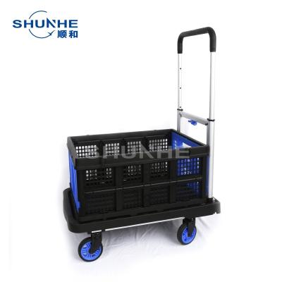 China Hot Selling Collapsible Four Wheel Aluminum Trolley Hand Cart Foldable Trolley For Heavy Cargo Moving for sale