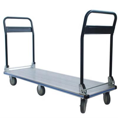 China Heavy Duty Loading Silver Aluminum Platform 300KG Platform Trolley Six Wheel Hand Carts And Carts for sale