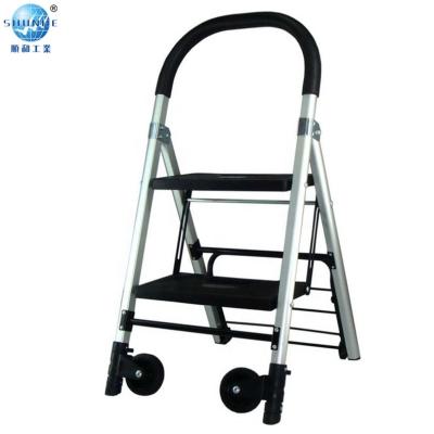 China Folding Ladders 2 in 1 Aluminum Ladder Trolley EN131 Folding Ladder Trolley for sale