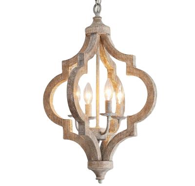 China Modern Wooden Chandelier Ceiling Lamp Light Fixture Antique Hanging Pendant Light for sale