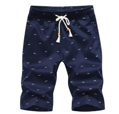 China Custom Printed Men's Beach OEM Cotton Anti-wrinkle Pants Logo Fashion Casual Elastic Waist Pants Shortly for sale