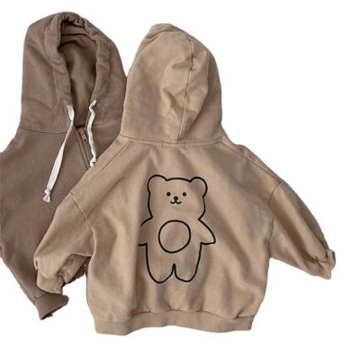 China 2021 Winter Korean Baby Boy Cartoon Bear Zipper Sweater Coat Cotton Anti-Shrink Korean Hooded Jackets for sale