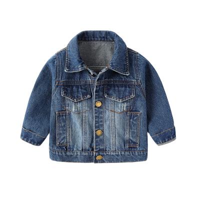 China Wholesale Autumn Korean Denim Blue Sustainable Long Sleeve Windproof Anti-Shrink Coat Baby Boy Top Jean Jacket for sale