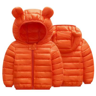 China Anti-Wrinkle Light Weight Warm Unisex Cute Ears Hooded Coat Down Cotton Zipper Baby Girl Winter Kid Jackets for sale