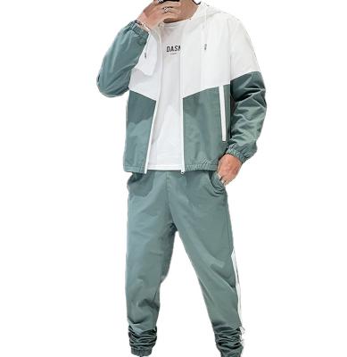 China Factory Outlet Autumn Plus Size Breathable Stitching Casual 2 Pieces Sweat Suits Men for sale