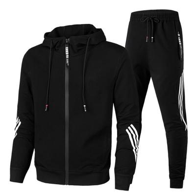 China 2021 Anti-Wrinkle Hot Sale Custom Made Plus Size 2 Piece Zipper Hoodie Set Jogger Sweatshirt Men's Hoodie Set for sale