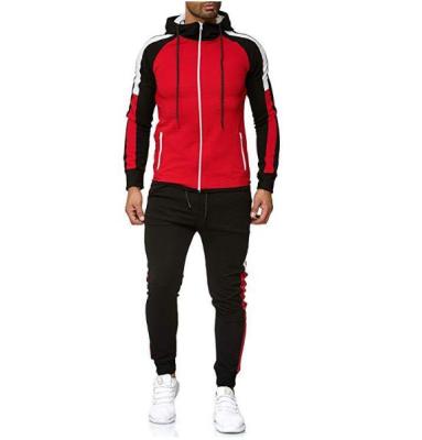 China Custom Anti-wrinkle Autumn Splicing Color Breathable Running Sport Slim Sweatpants And Hoodie Set For Man for sale