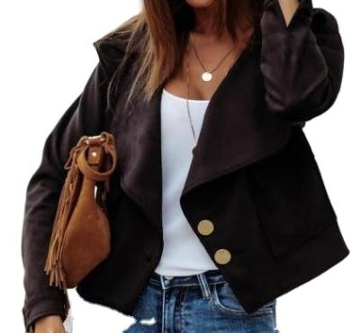 China Cropped Jacket Women's Short Long Sleeve Anti-wrinkle Deerskin Popular Winter Lapel Bomber Coat for sale