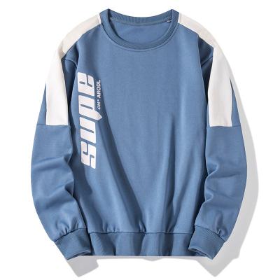 China Custom Knitted Sweatshirt High Quality Casual Sweater Round Neck Cotton Sweater Blue Men Anti-Wrinkle for sale