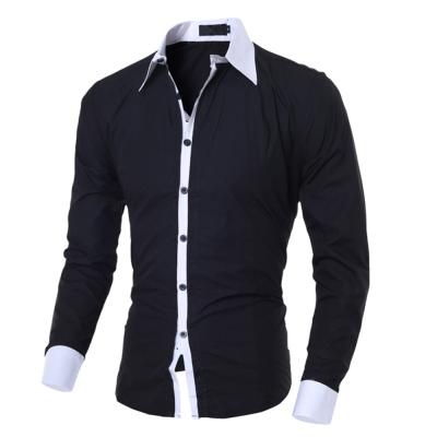 China Anti-pilling OEM Logo Business Casual Custom Button Up Slim Fit Classic Formal Men's Full Sleeve Shirts for sale