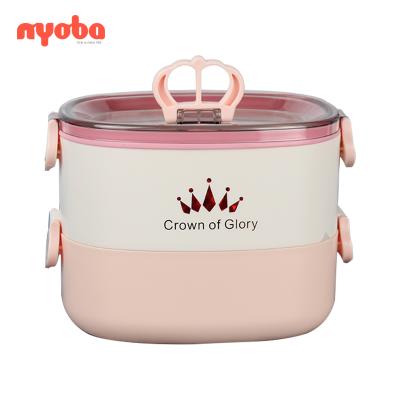 China 2019 High Quality Hot Sale Colorful Leakproof Portable Plastic Bento Box Wholesale New 2 Layers Child Outdoor Lunch Box Student for sale