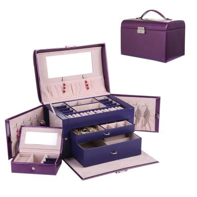 China Jewelry Storage BMD PU169 Purple Color PU Smooth Leather Jewelry Box For Earring Ring Necklace Vintage Jewelry Custom Gift Box With Logo for sale