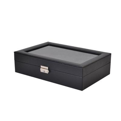 China 10 Slots Watch Box Top 2016 Sell 10 Slots Luxury Leather Wristwatch Glass Top Storage Box for sale