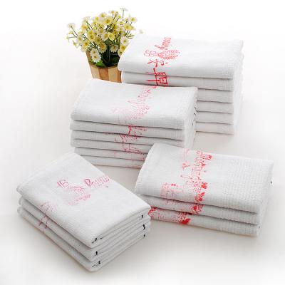 China Rectangle 10 Pcs Cotton Bathroom Cotton Terry Hand Face Good Morning Disposable Towel Printing Disposable Adult White Woven Customer Logo Solid Color for sale