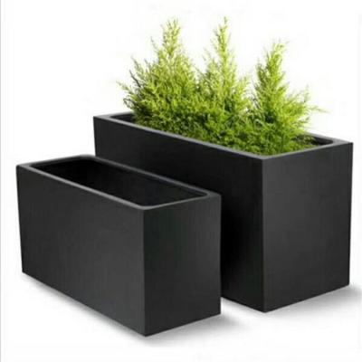 China Large Modern Environmental Durable Rectangular Large Capacity Garden Pot Fiberglass Planter Outdoor Boxes for sale