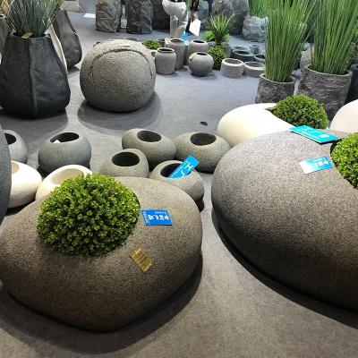 China Corrosion Resistance Large Flower Pots Fiberglass Planter Garden Decoration Plant Nordic Indoor Indoor Outdoor Stone Pot for sale