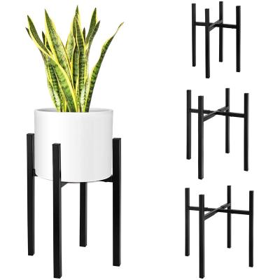 China Mid Century Modern Home Decor House Decor Adjustable Indoor Flower Pot Wrought Iron Flower Pot Metal Plant Stand Indoor Rack for sale