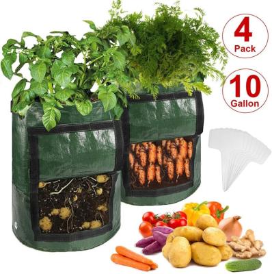 China Eco-recycling Felt Non Woven Potatoes Bag With Handle Felt Potato Grow Bags Garden Plant Felt Growing Bag for sale