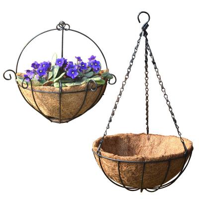 China Durable Coating Metal Coir Balcony Basket Planter Hanging Metal Flower Pots Planters Hanging Planter Basket with Coir Li for sale