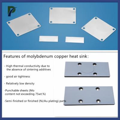 China Kupfer-Molybdän-Legierung MoCu20 MoCu30 MoCu50 MoCu40 für Kühlkörper-Flossen 160 - 180 W/MK zu verkaufen