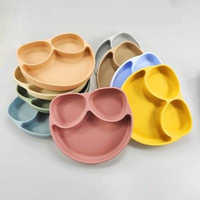 China Food Grade Silicone Dish Simple Animal Tableware Feeding Dishes Set With Bottom Suction Baby Dish for sale