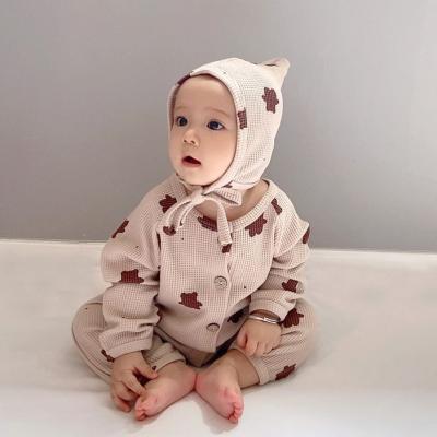 China High Quality Anti-Shrink Newborn Winter Baby Jumpsuit Clothing Set Waffle Baby Rompers Boys And Girls Infant Material Baby Romper for sale