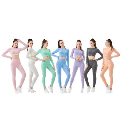 China Breathable Long Sleeve Workout Set Workout Apparel Women Set Seamless Women Workout Sets For Women for sale