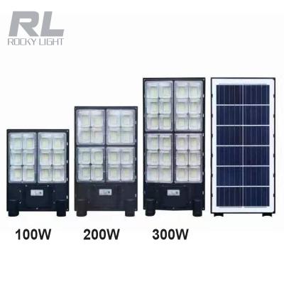 China ROAD Rocky-light 100W 200W 300W high-bright road garden double-arm installation integrated solar street light for sale