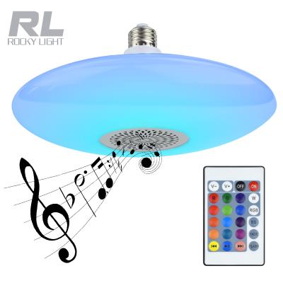 China Home/Shop/Hotel/Factory Rocky Light RGB 30W White Led Music Bulb Smart UFO Bulb With Remote Controller Led Music Light With Color Changing Music Lamp for sale