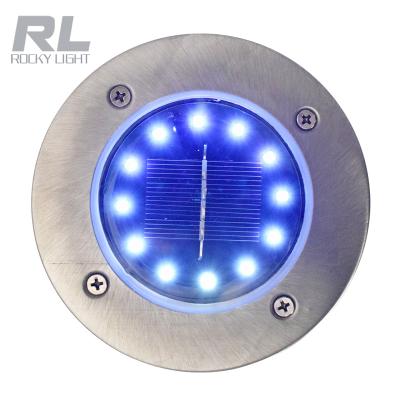 China Rocky Warehouse 12 LED Light Solar Power Buried Light Ground Lamp Path Way Outdoor Garden for sale