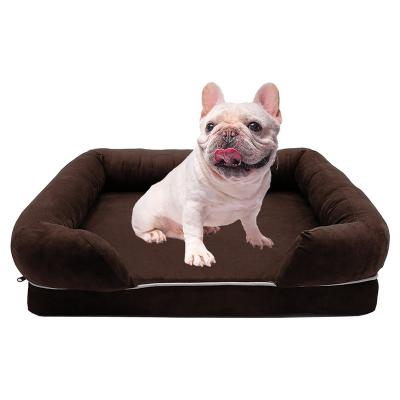 China Fluppy Viable Therapeutic Pet Bed for Dogs Cats with Bolster Sofa Couch Style Easy Clean Machine Pet Beds and Accessories Small Animals for sale