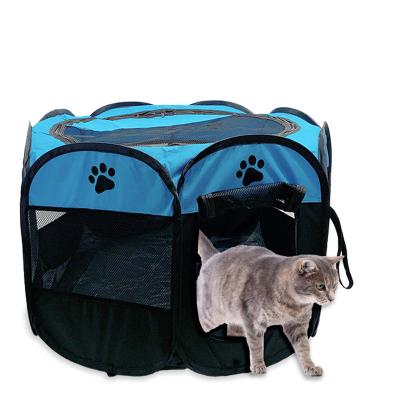 China Pet Playpen Breathable Portable Folding Exercise Kennel Dogs Cats Mesh Shade Cover Removable Outdoor Indoor for sale