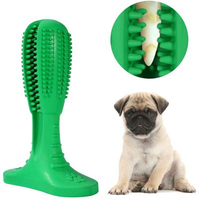 China Stocked Dog Teeth Dental Care Cleaning Natural Rubber Chewing Toothbrush For Medium Large Dog Pet for sale