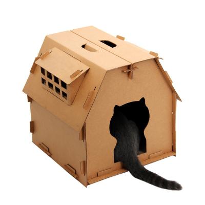 China Dogs Wrinkled Cat Cardboard Pet House Tower Apartment with Scratch Pet Furniture for Cats and Kittens Catnip Cave for sale