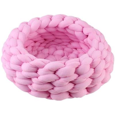 China Soft Puppy Kitty Sleeping Knitting Pet Bed Cat Handmade Thick Rope Braided Breathable Cotton Dog Cushion for sale