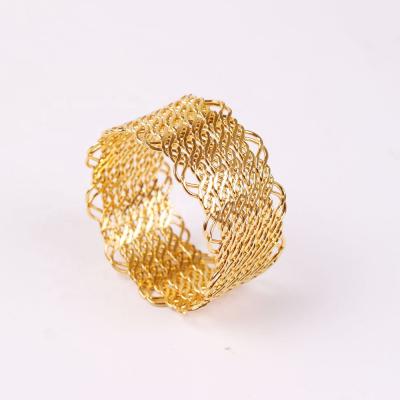 China Cheap Gold Brass Wire Wave Metal Napkin Rings, Set of 4 for sale