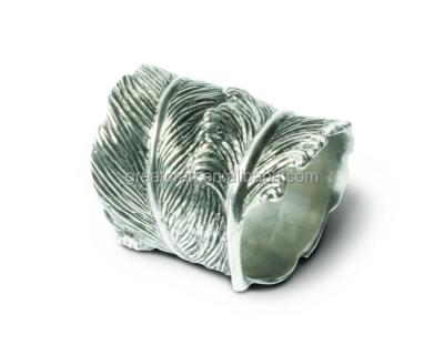 China Resin Sustainable Luxury Decorative Feather Silver Napkin Rings Wedding Gifts for sale