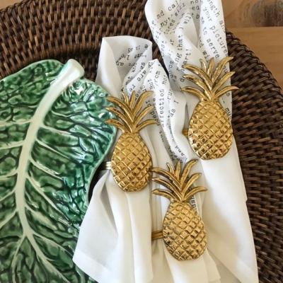 China Viable Kitchens Metal Gold Pineapple Brass Napkin Rings for sale