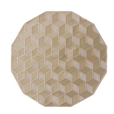 China Greatcraft Viable Dodecagon Irregular Shape Pressed Vinyl Metallic Place Mats To Fit Accent Centerpiece Dining Table Set for sale