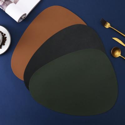 China Sustainable Leather Bowl Coaster Disc Pad Place Mat Heat Insulation Non-Slip Simple PU Table Tableware Pad Place Mat for sale