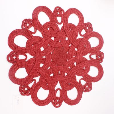 China Sustainable Handmade Chinese Knot Rope Flower Weaving Place Mat for sale