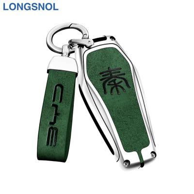 China High Quallity LONGSNOL Leather Car Keys Bag Cover Keychain Car Key Case For BYD QIn Car Key Accessories for sale