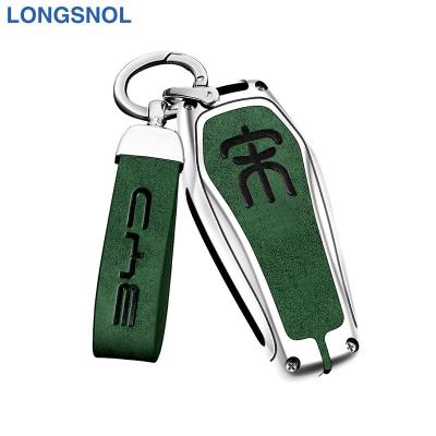 China High Quallity LONGSNOL Car Keys Bag Leather Cover Keychain Car Key Case For BYD Song Car Key Accessories for sale