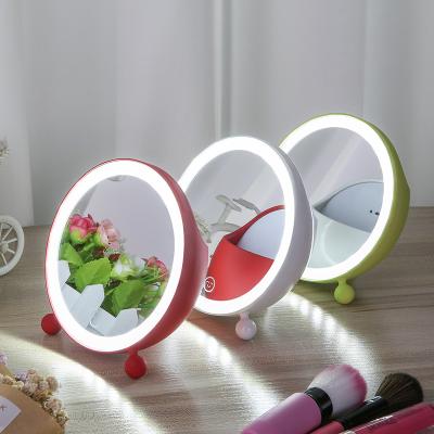 China Led Desk Lighted Mirror Girls Mini Makeup Mirror With Shortage Box Lighted Makeup Mirror for sale