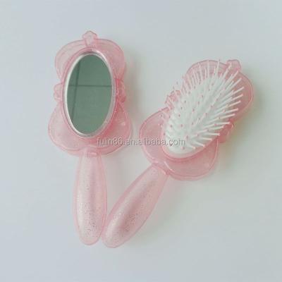 China Home Professional Custom Clear Glitter Hair Brush Mirror Combination Gift Comb for sale