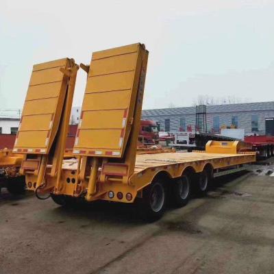 China Truck Trailer 3 Axles 40t 50t Gooseneck Low Bed Semi Trailer Truck Trailer for sale